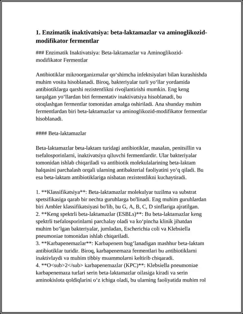 Enzimatik Inaktivatsiya: Beta-laktamazlar va Aminoglikozid-modifikator Fermentlar 4