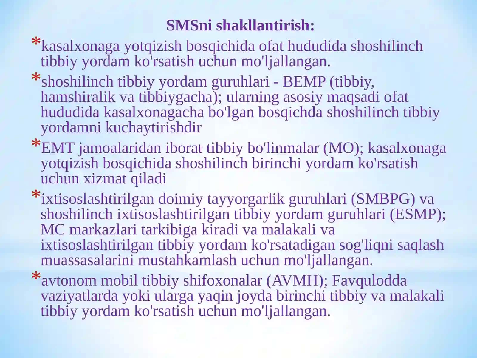 Aholiga Favqulot Vaziyatlarda Tibbiy Yordam Ko'rsatishni Tashkil Etish 4