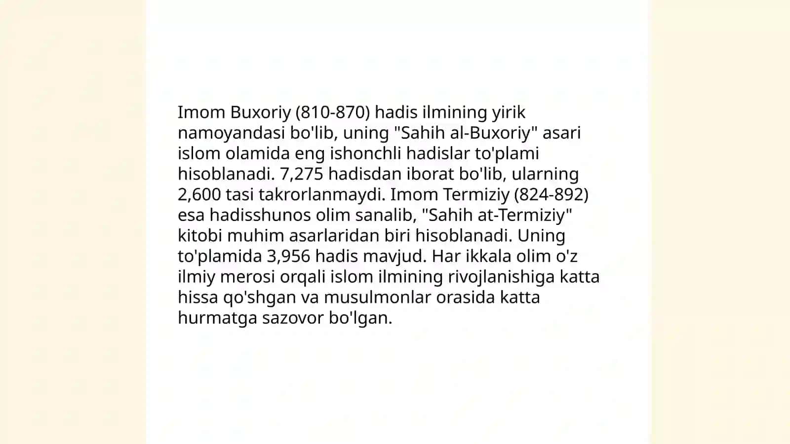 Imom Buxoriy va Imom Termiziyning tarjimai holi 4