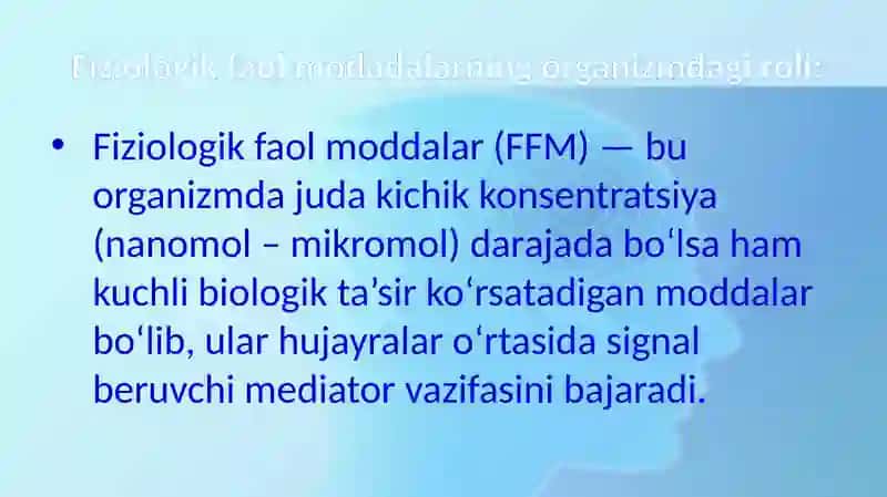 Fiziologik faol moddalar va endokrin tizim biokimyosi 4