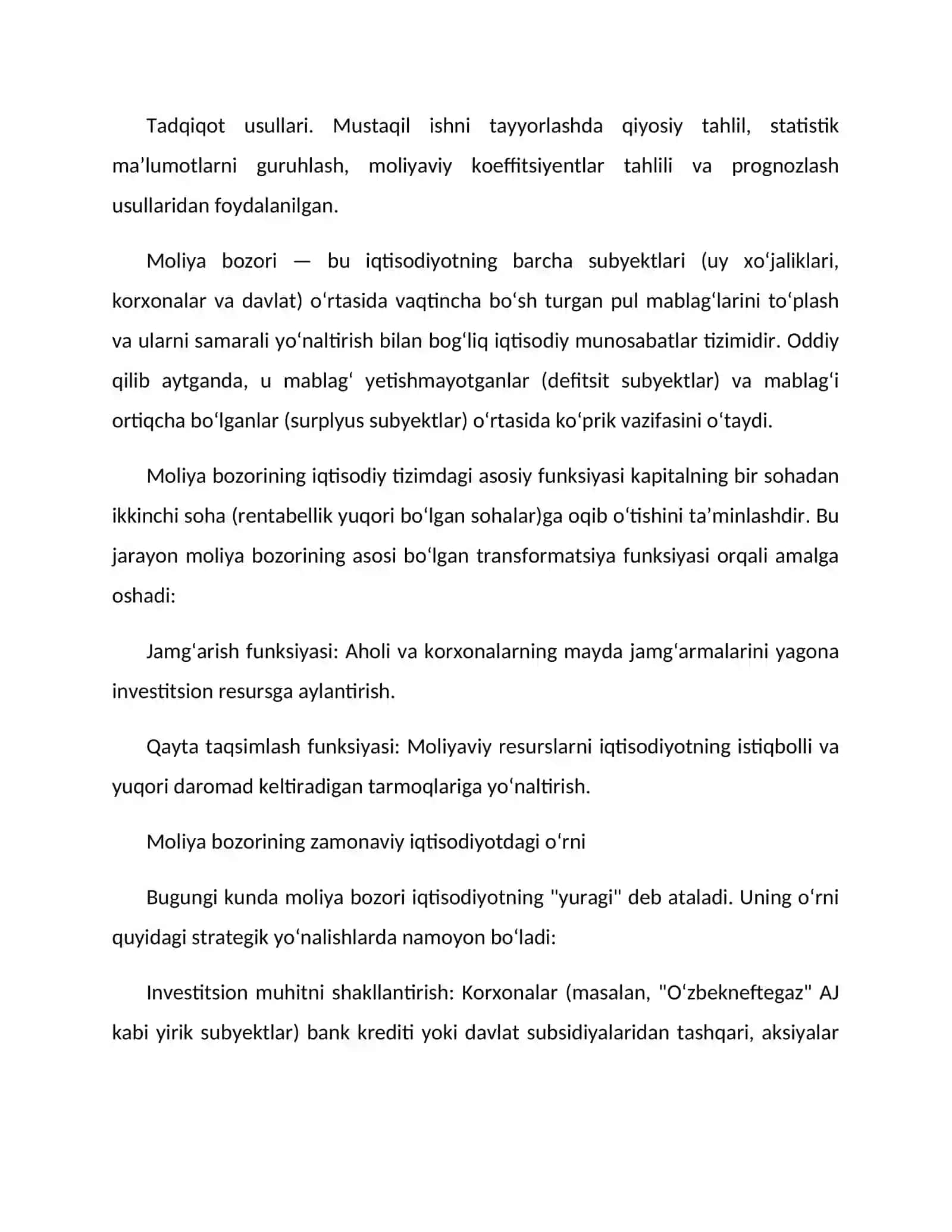 "O‘zbekneftegaz" AJ misolida moliya bozorining mohiyati va korxonaning dividend siyosati tahlili 4