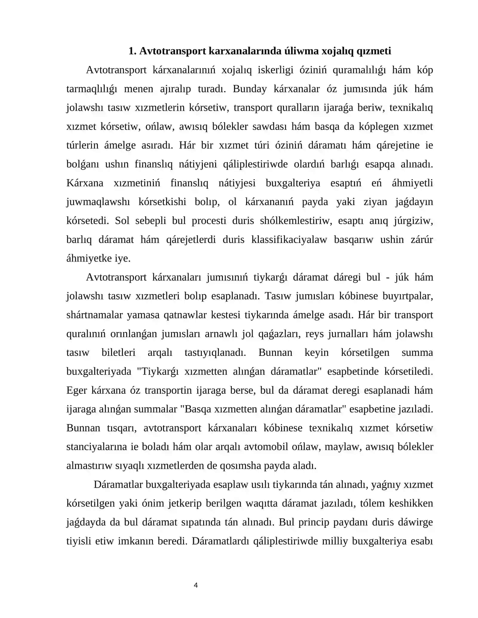 Avtotransport karxanalarında úliwma xojalıq qızmeti 4