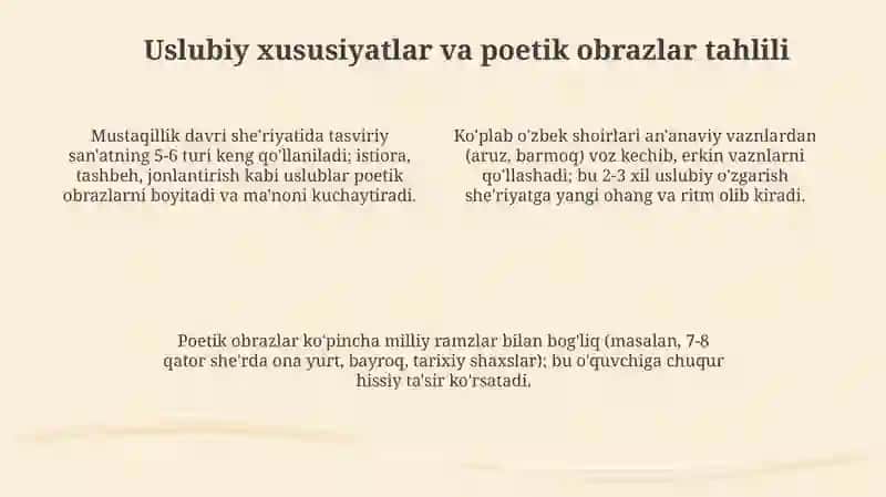 Mustaqillik Davri O'zbek She'riyatining Tematik Xususiyatlari 4