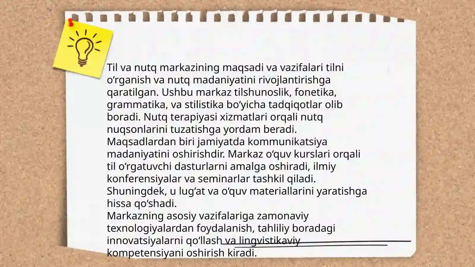 Guruhlarda "Til va nutq markazi" ni tashkil qilish texnologiyasi 4