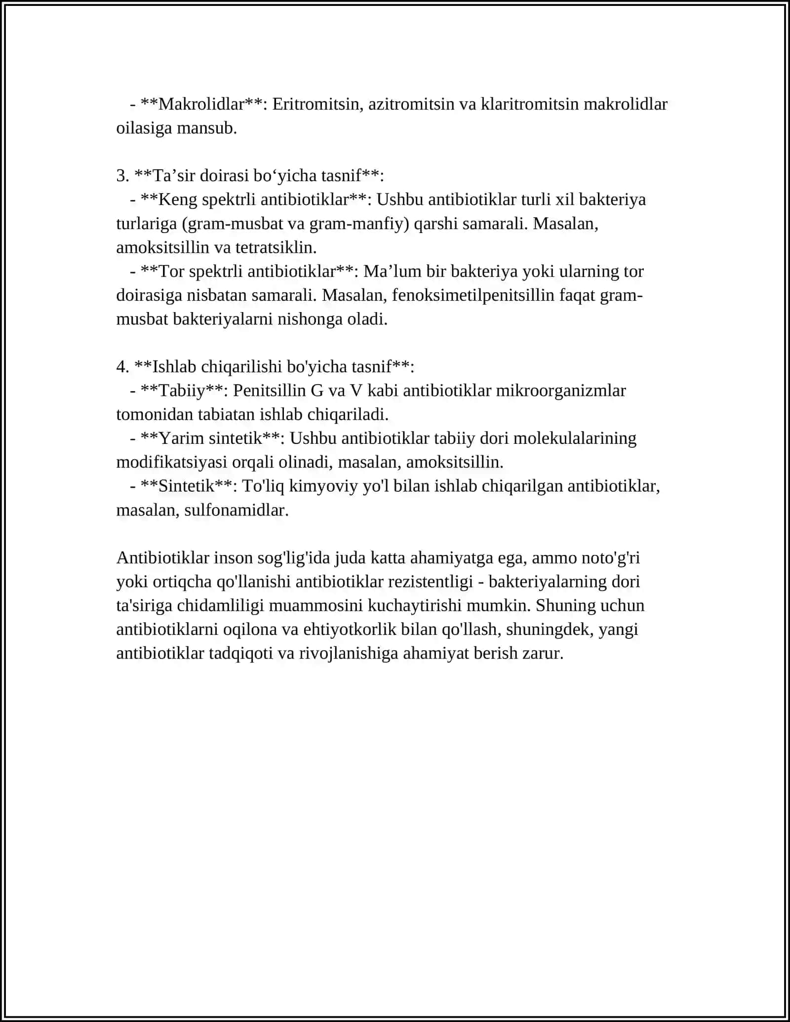 MIKROBLARGA QARSHI VOSITALAR: ANTIBIOTIKLAR VA SULFANAMIDLAR 4