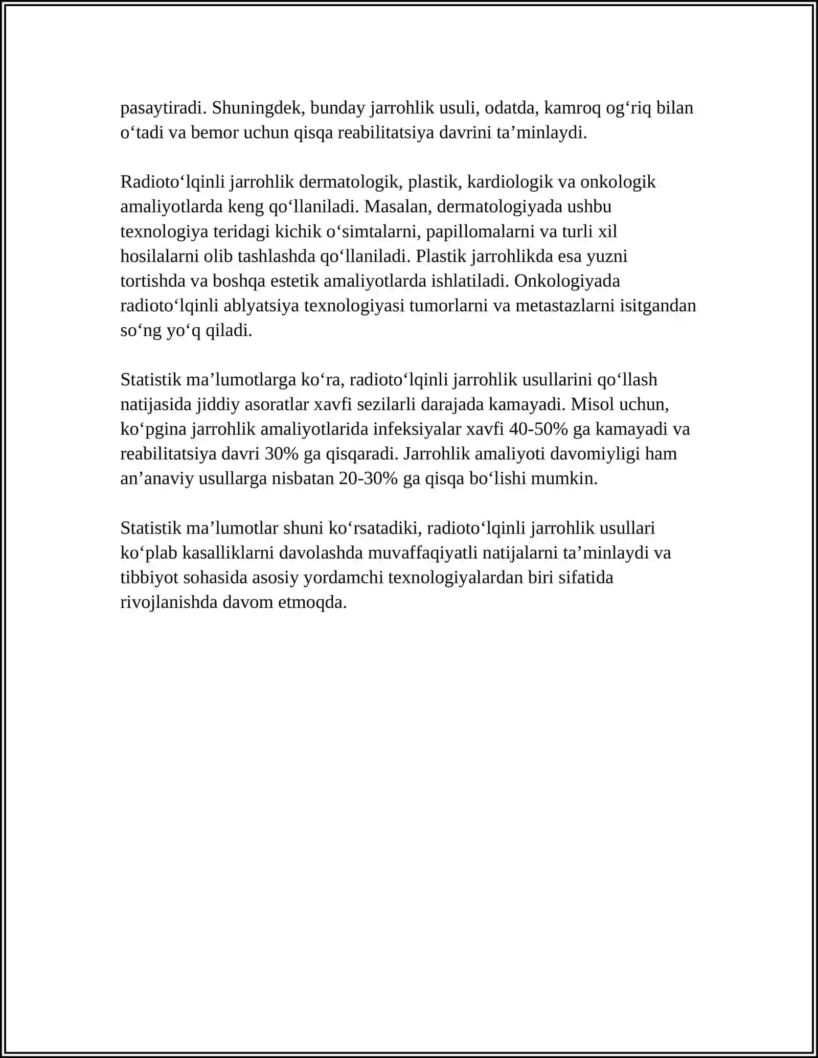 RADIOTOʻLQINLI JARROHLIK.BIOFIZIKA 4