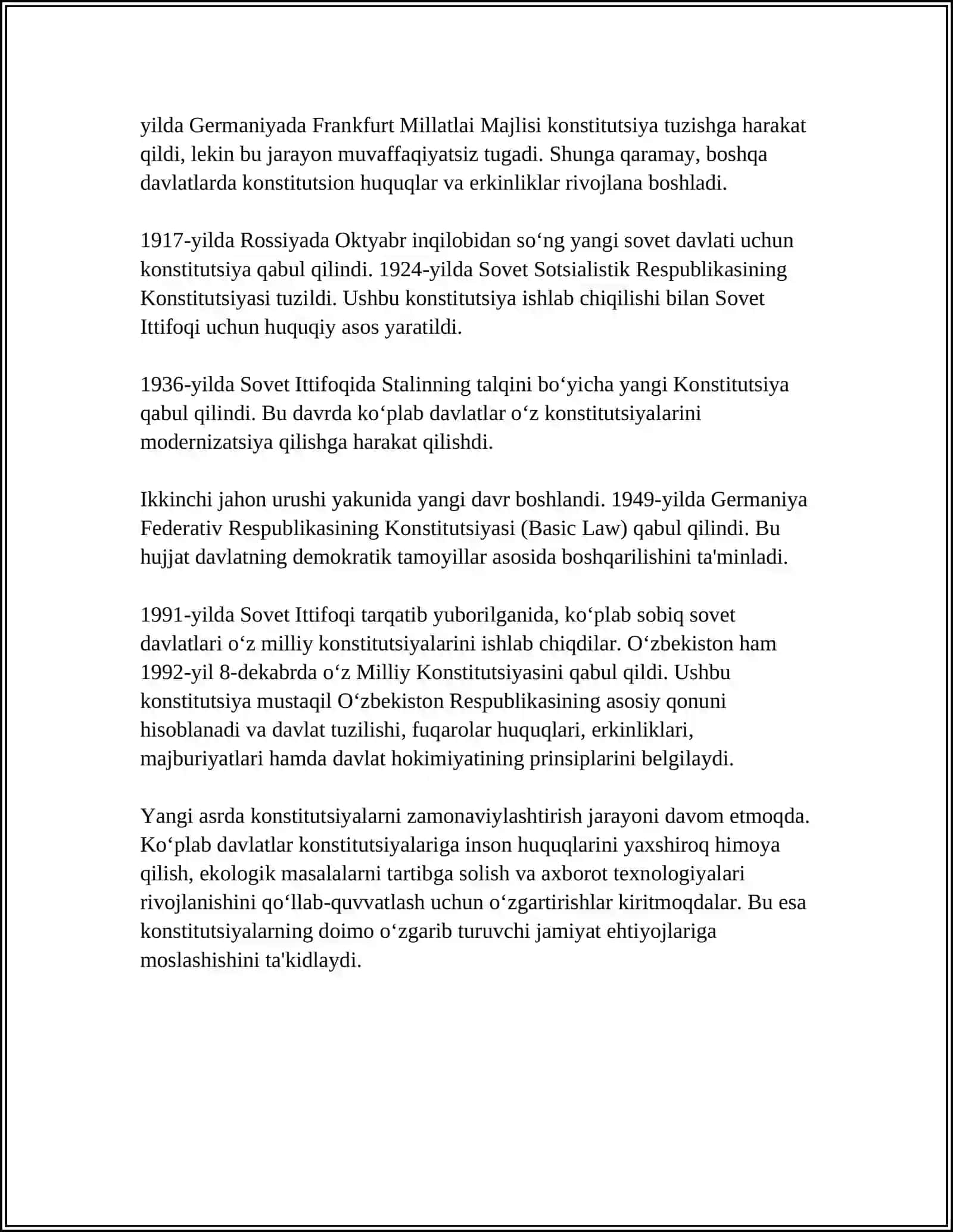 ÒZBEKISTON RESPUPLIKASINING BIRINCHI SUVEREN KONSTITUTSIYASI-MUSTAQIL DAVLATNING QONUNI 4