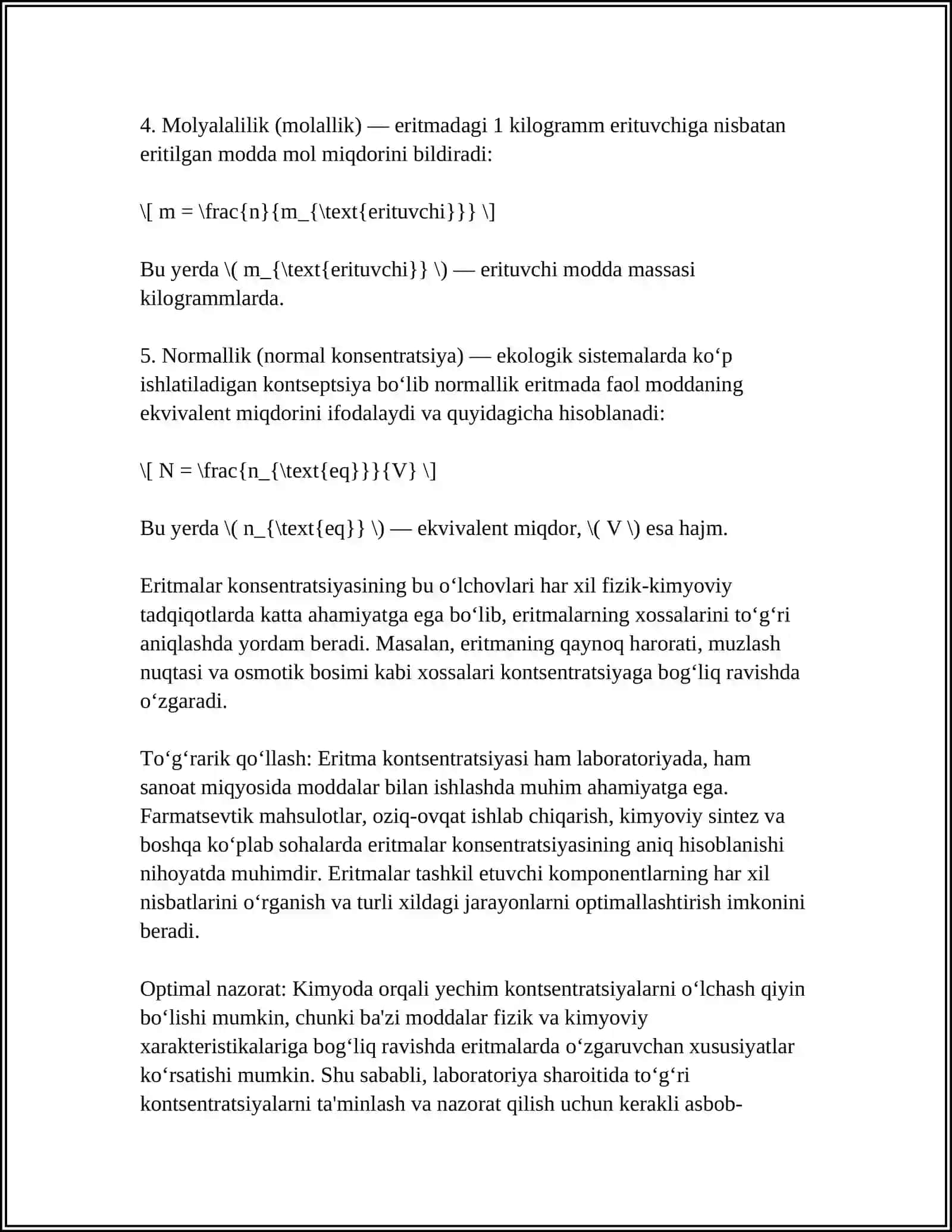 ERITMALAR KONSENTRATSIYASI VA ULARNI IFODALASH USULLARI 4