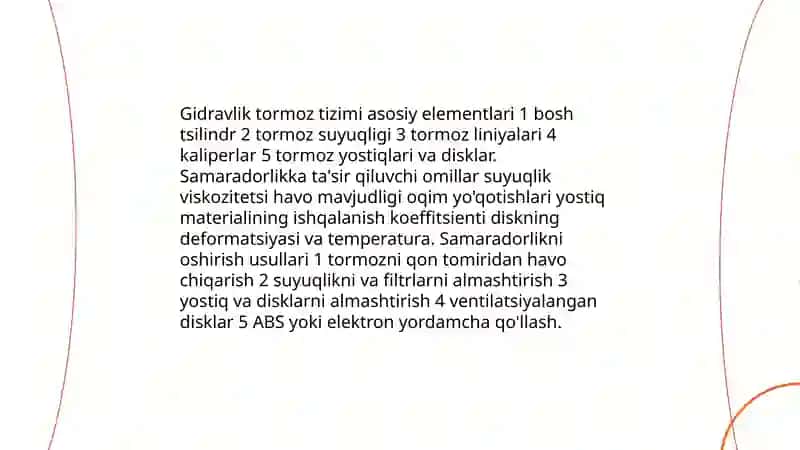 Tormoz tizimi turlari va samaradorligini oshirish usullari 4