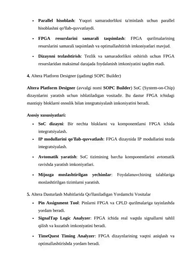 Altera dasturlash muhitlari va qurilmalari 4