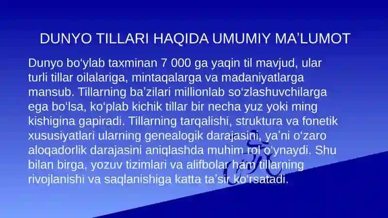Dunyo tillari xususida qiziqarli ma’lumotlar. Internit .Suniy entellik tibbiyot sohasida 4