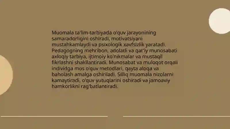 Pedagogning o'quvchilar bilan muomalasining nazariy asoslari 4