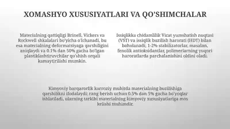 Zamonaviy qolib oluvchi xom ashyolar 4