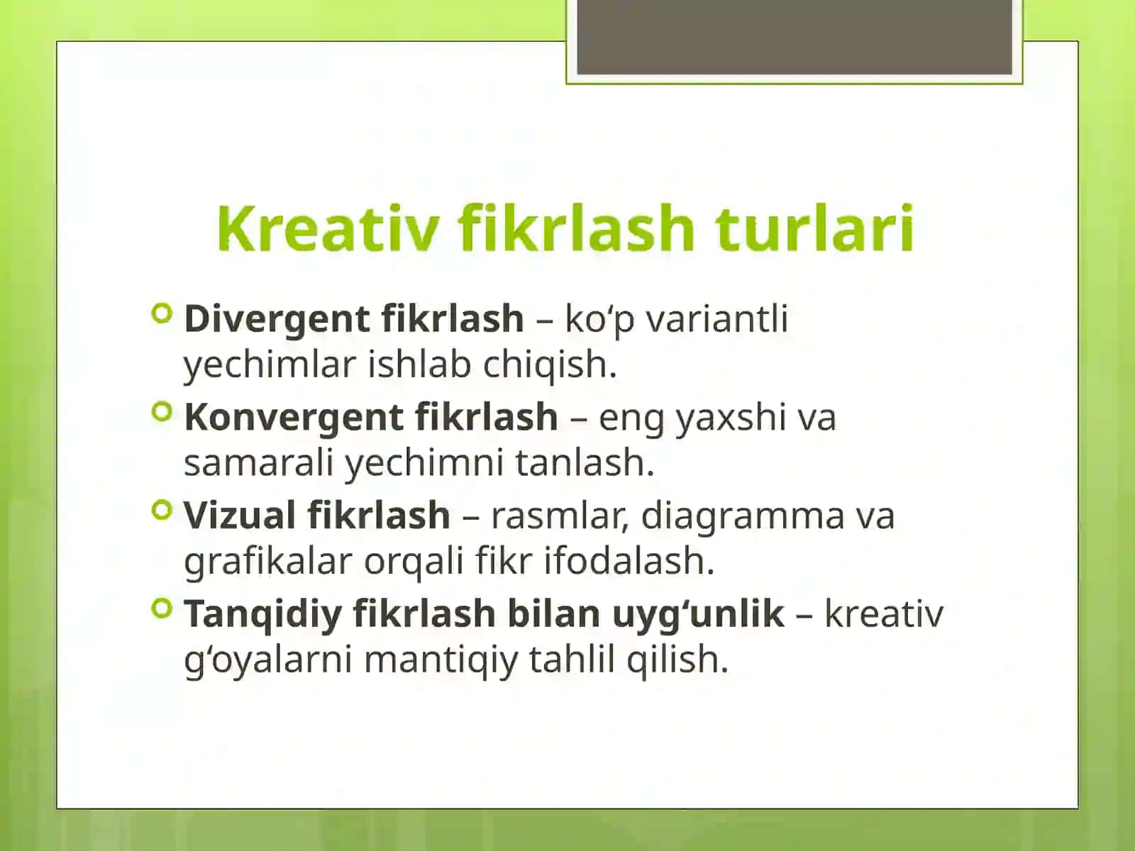 Kreativ fikrlash va uni rivojlantirish yo‘llari 4