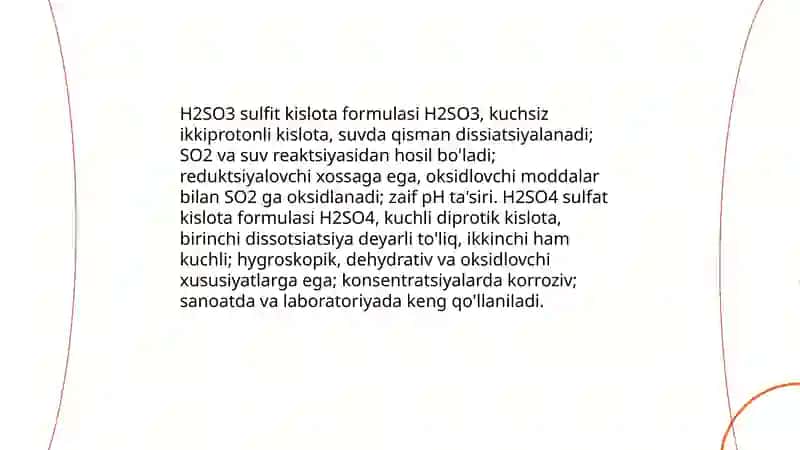 Oltingugurtning kislorodli birikmalari va selen. Ularning xossalarini o'rganish 4