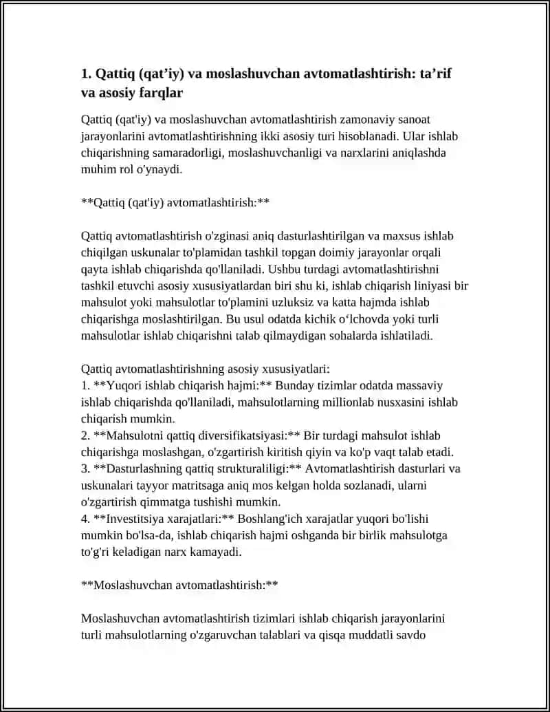 QATTIQ (QATʼIY) VA MOSLASHUVCHAN AVTOMATLASHTIRISHNING SOLISHTIRMA TAHLILI 4