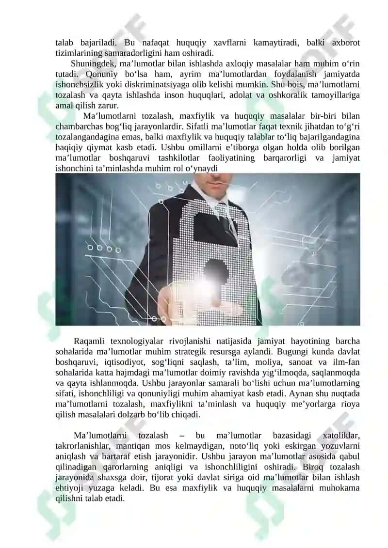 Ma’lumotlarni tozalash, maxfiylik va huquqiy masalalar 4
