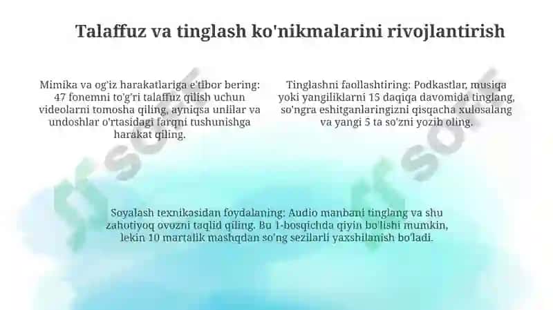Ingliz tilida so'zlashishni oson o'rgatish usullari 4