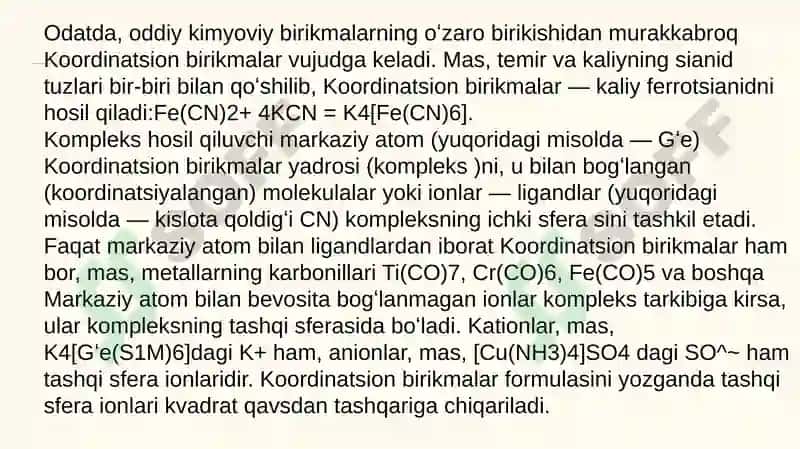 Koordinatsion birikmalar 4