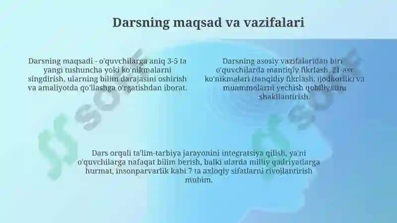 Darstalimini tashkilotishning asosiy shakli 4
