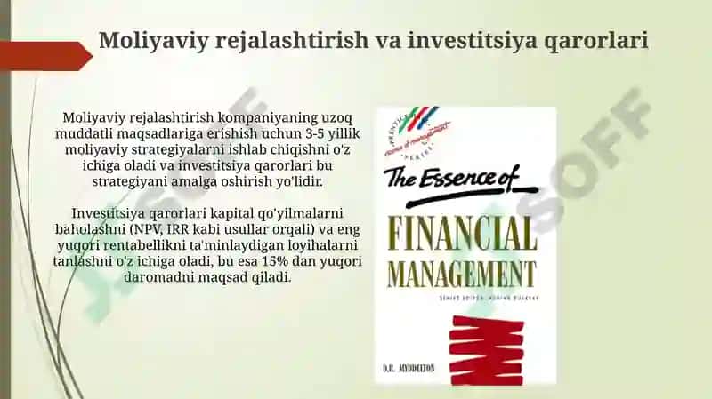 Moliyaviy Menejmentning Mohiyati va Tashkil etilishi 4