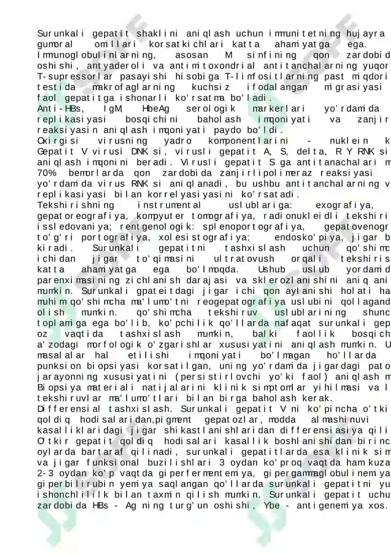 Surunkali gepatitlar. Tashxisot mezonlari. Qiyosiy tashxis. Davosi. Profilaktikasi 4