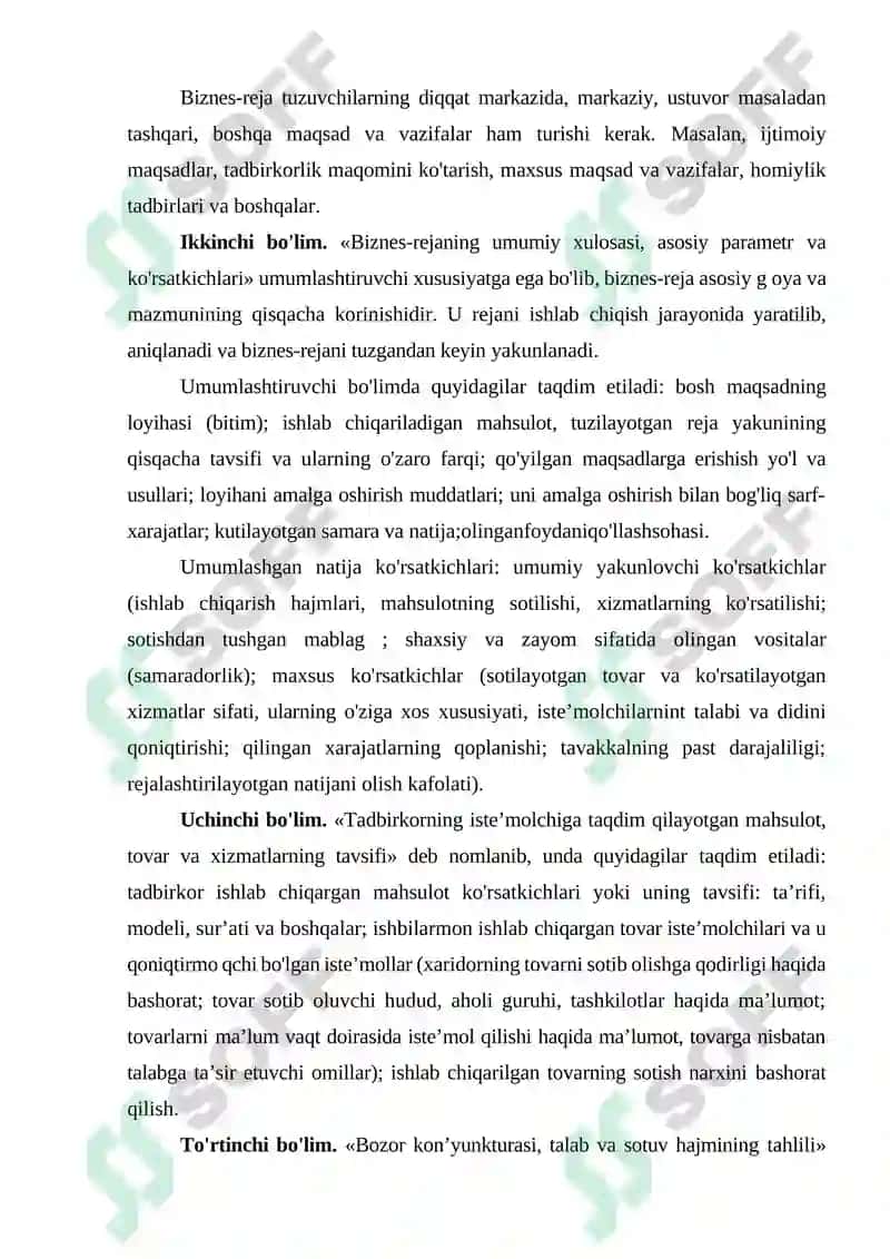 Biznes reja, uning ahamiyati, mohiyati va mazmuni 4