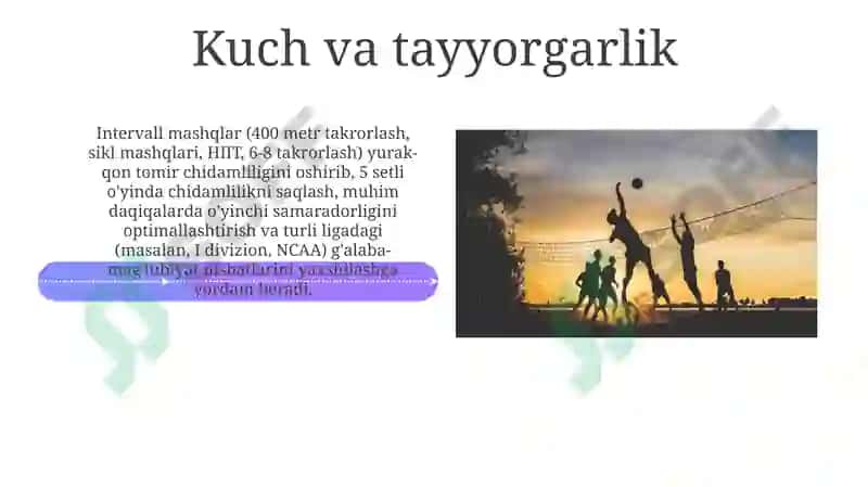 Valibol oʻyinida tayyorgarlik turlarini oʻrni va ahamiyati 4