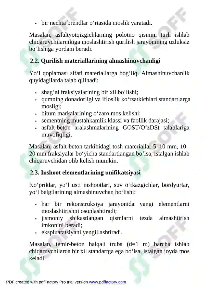 O‘zaro almashinuvchanlikni yo‘l xo‘jaligiga joriy etish 4