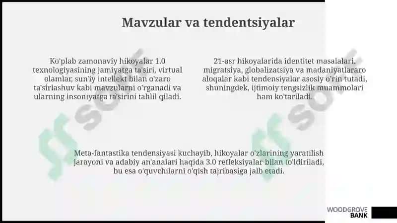 Zamonaviy hikoyalar: Ta'rif va xususiyatlari 4