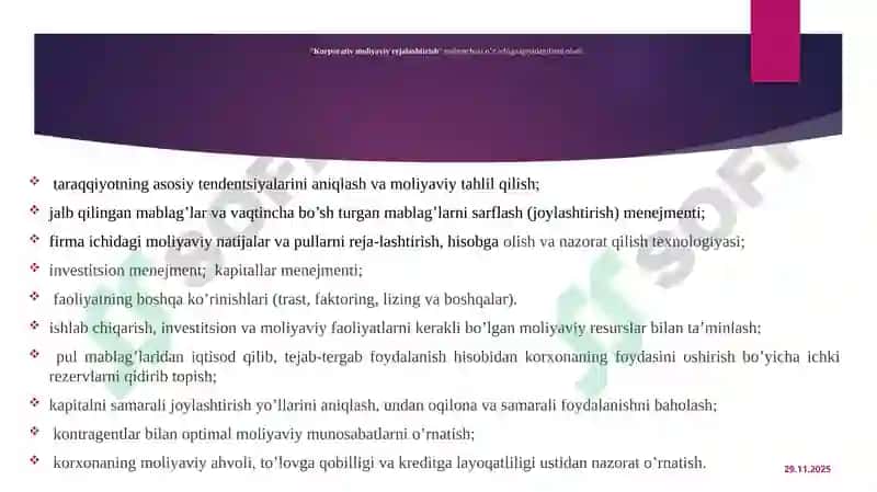 Korporativ moliyaviy rejalashtirish 4