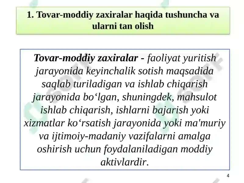 Tovarlar hisobi 4