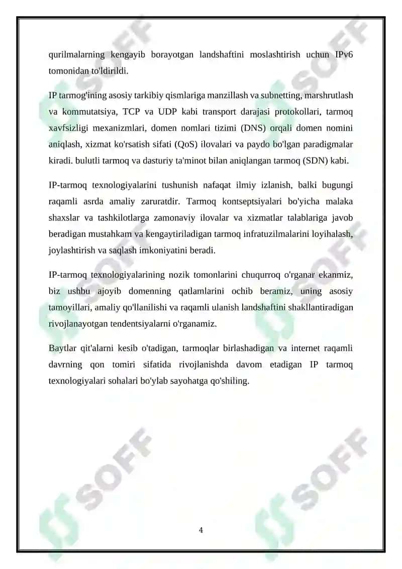 IP TARMOQLARI TEXNOLOGIYALARI 4