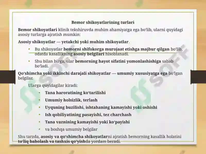 Bemorni mustaqil so’rab surishtirish 4