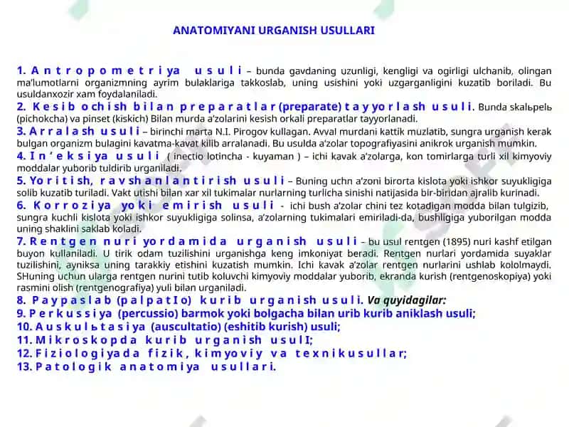 АNАTОMIYA FАNINING PRЕDMЕTI VА O’RGАNISH USULLАRI 4