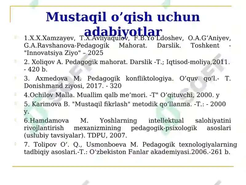 Oʻqituvchi kasbining tarixiy taraqqiyoti va uning jamiyatda tutgan oʻrni. Pedagogik fikr tarixi va maktab amaliyotida oʻqituvchi mahorati masalalari 4