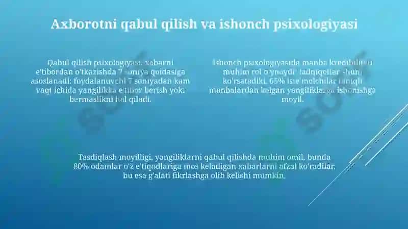 Internet yangiliklar resurslari va axbarotni qabul qilish psixologiyasi 4