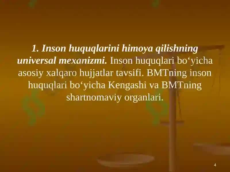 Inson huquqlari bo‘yicha xalqaro standartlar va himoya qilish mexanizmlari 4