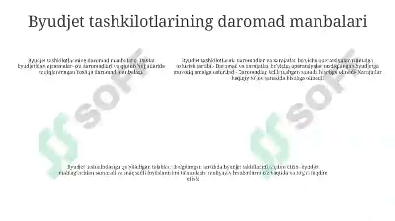 Byudjet Tashkilotlarida Daromadlar Va Xarajatlar O‘Tkazish Tartibi 4