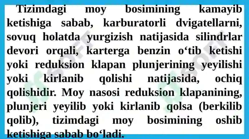 AVTOMOBIL DVIGATELINING MOYLASH TIZIMI 4