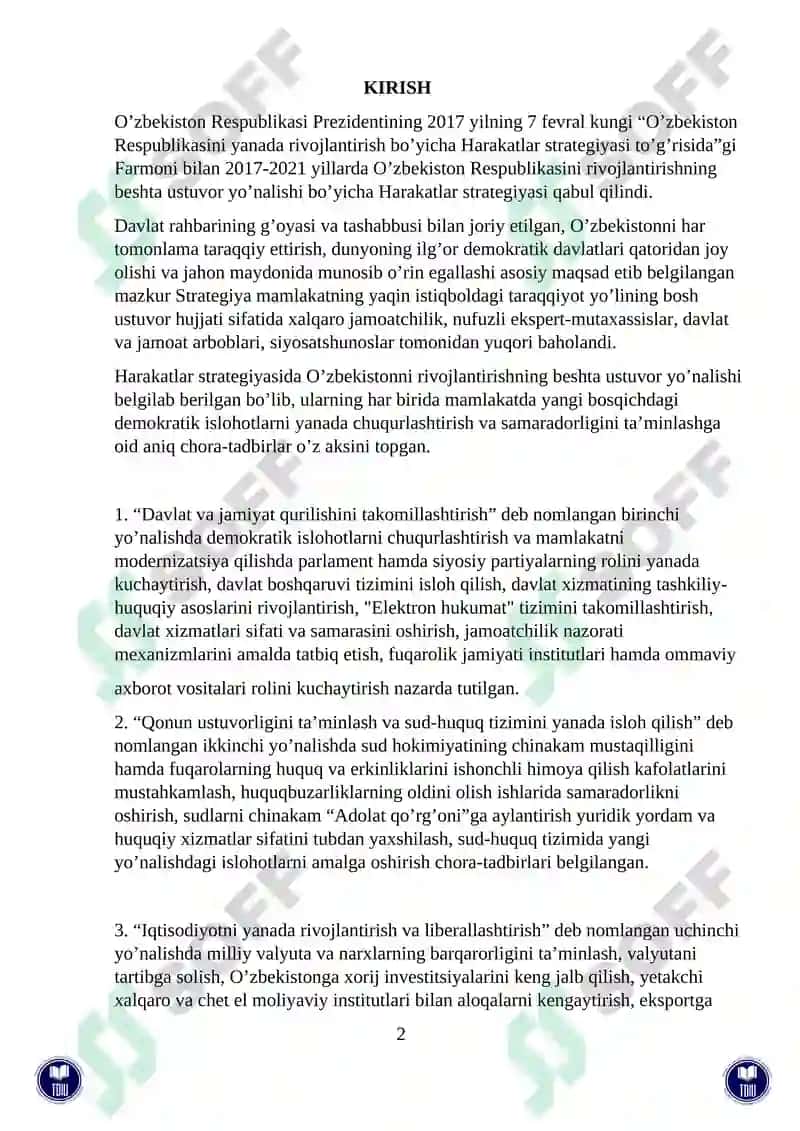 Oʼzbekiston Respublikasining Xarakatlar strategiyasi: makroiqtisodiy barqarorlik va investitsion faollik 4