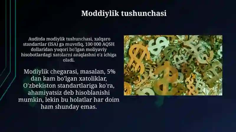 Auditda muhimlik tushunchasi va auditorlik riski 4