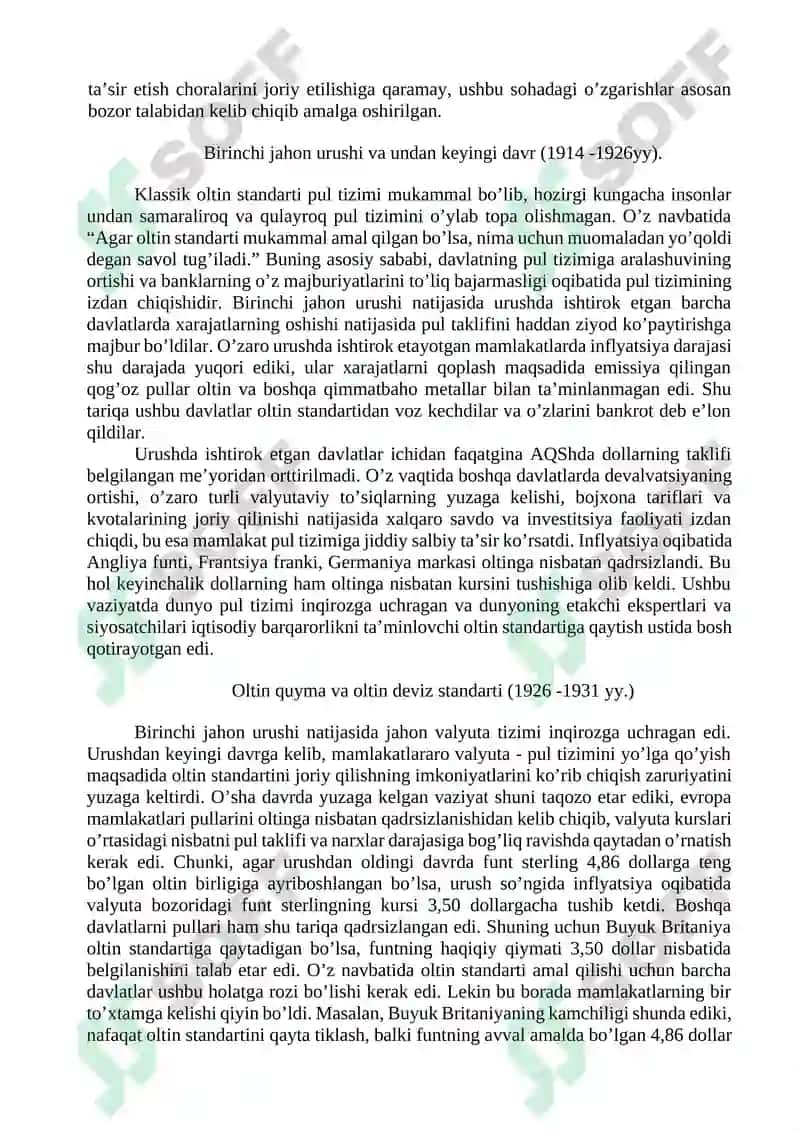 Pulning xalqaro munosabatlardagi harakati 4