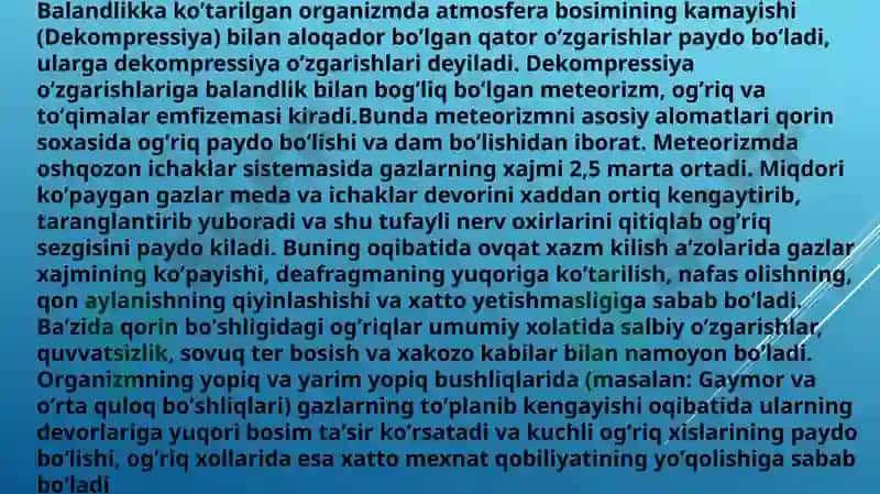 Yuqori va past bosimning organizmga ta'siri patofiziologiyasi 4