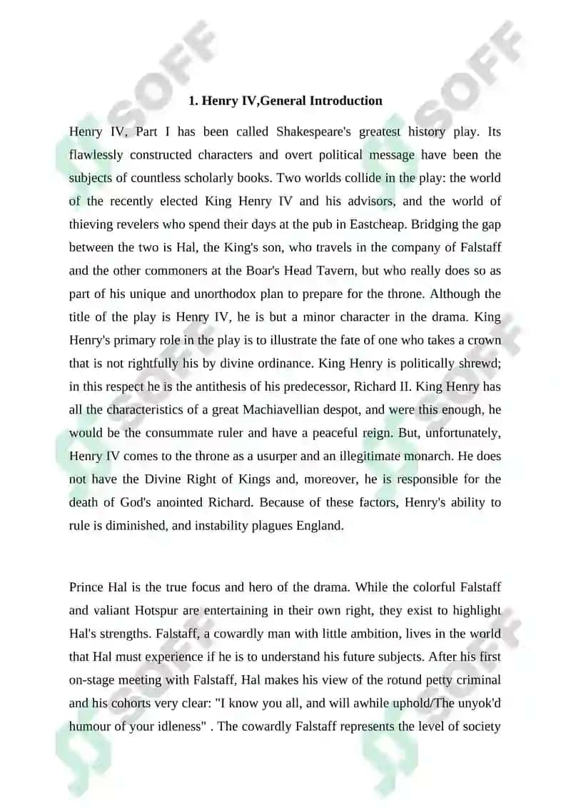 Course Work on "POLITICAL IDEA IN THE HISTORICAL CHRONICLE OF SHAKESPEARE' “HENRY IV” 4