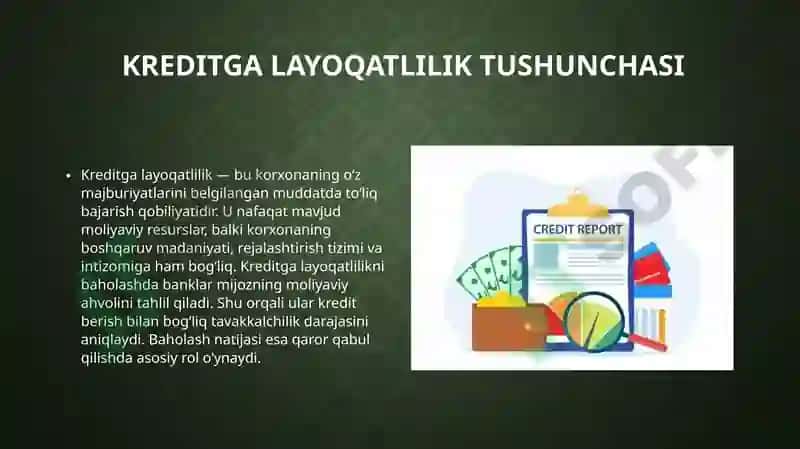 Bankmijozining kredit galayoqatliligini tahlili 4