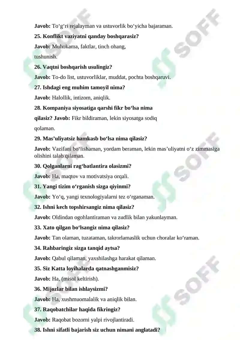 Tashkilotlarga Ishga Borganda Suraladigan 100 Ta Savol 4