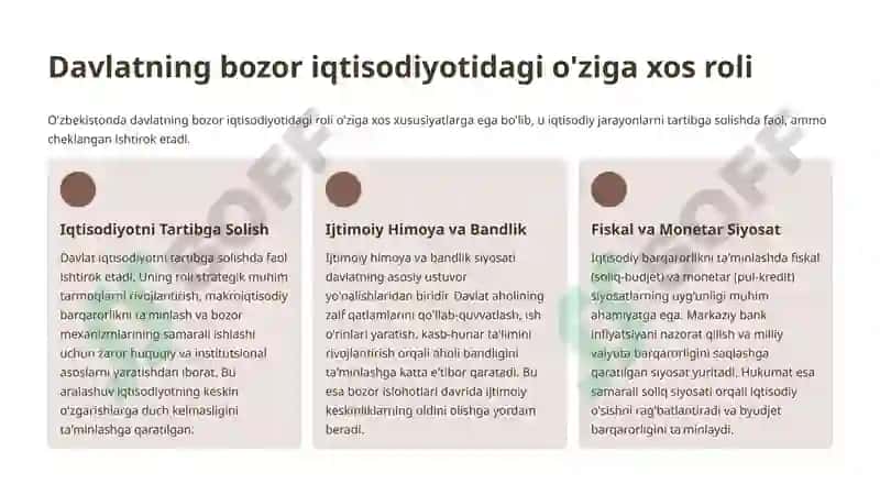 O'zbekistonda amal qilayotgan bozor iqtisodiyotining o'ziga xos xususiyatlari 4