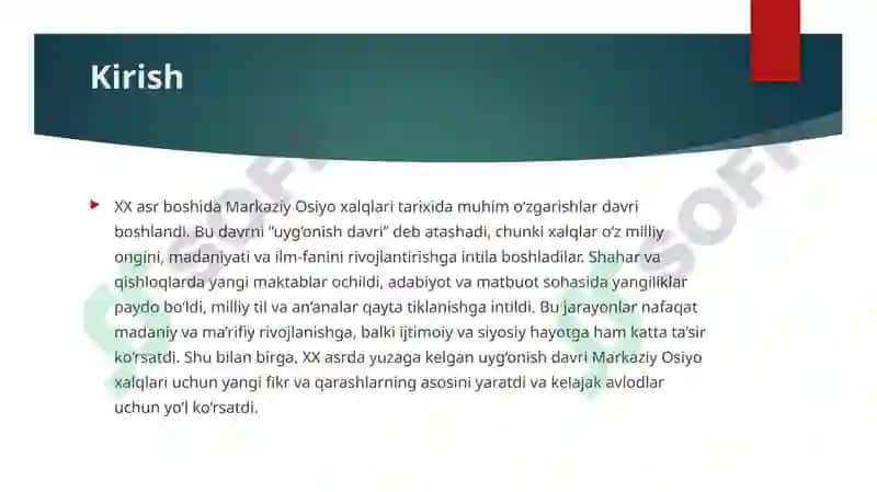 XX asrda Markaziy Osiyo xalqlarining uyg‘onish davri 4