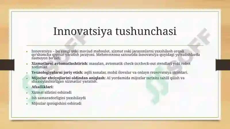 Mehmonxonaxizmatlari innovatsion rivojlanishi 4